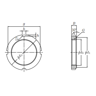 Bản vẽ kỹ thuật Vòng Đai Khóa M10-0.75x4 OD18 mm NTN AW00