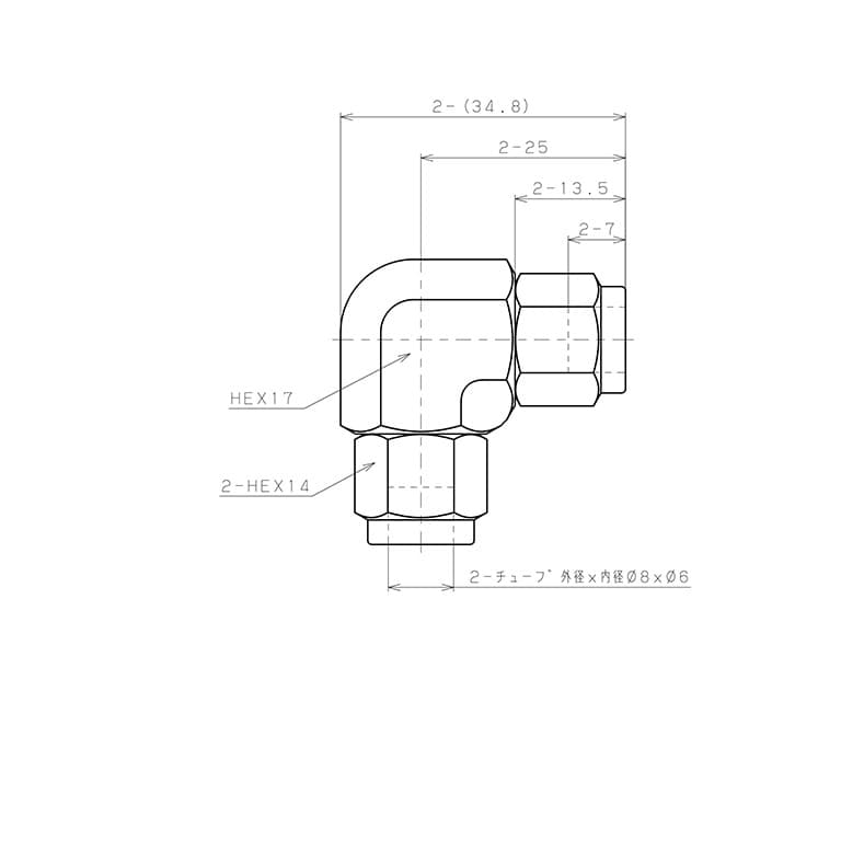Bản vẽ kỹ thuật Đầu Ngạnh Nối Ống Có Đai Ốc Xiết Dạng Cong 90° Pisco NSV0860