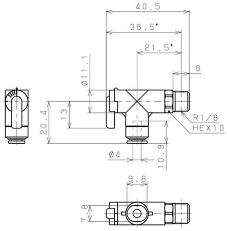 Bản vẽ kỹ thuật Van Bi Khí Nén, Loại Mini Pisco BVLC01-4