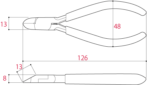 Bản vẽ kỹ thuật Kìm Cắt Điện Tử 126mm Tsunoda MN-125