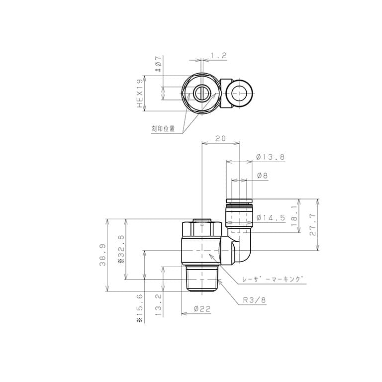 Bản vẽ kỹ thuật Van Tiết Lưu Khí Nén Đầu Vít Dẹp Pisco JSDS8-03BW-C