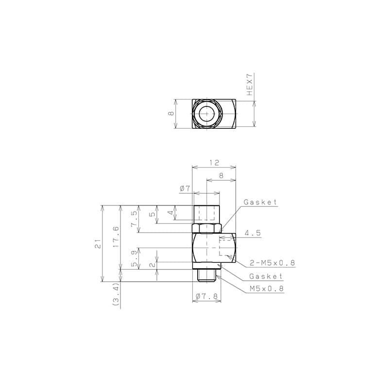 Bản vẽ kỹ thuật Đầu Nối Ren Trong Ngoài Dạng Chữ T Pisco LD-FM5-M5