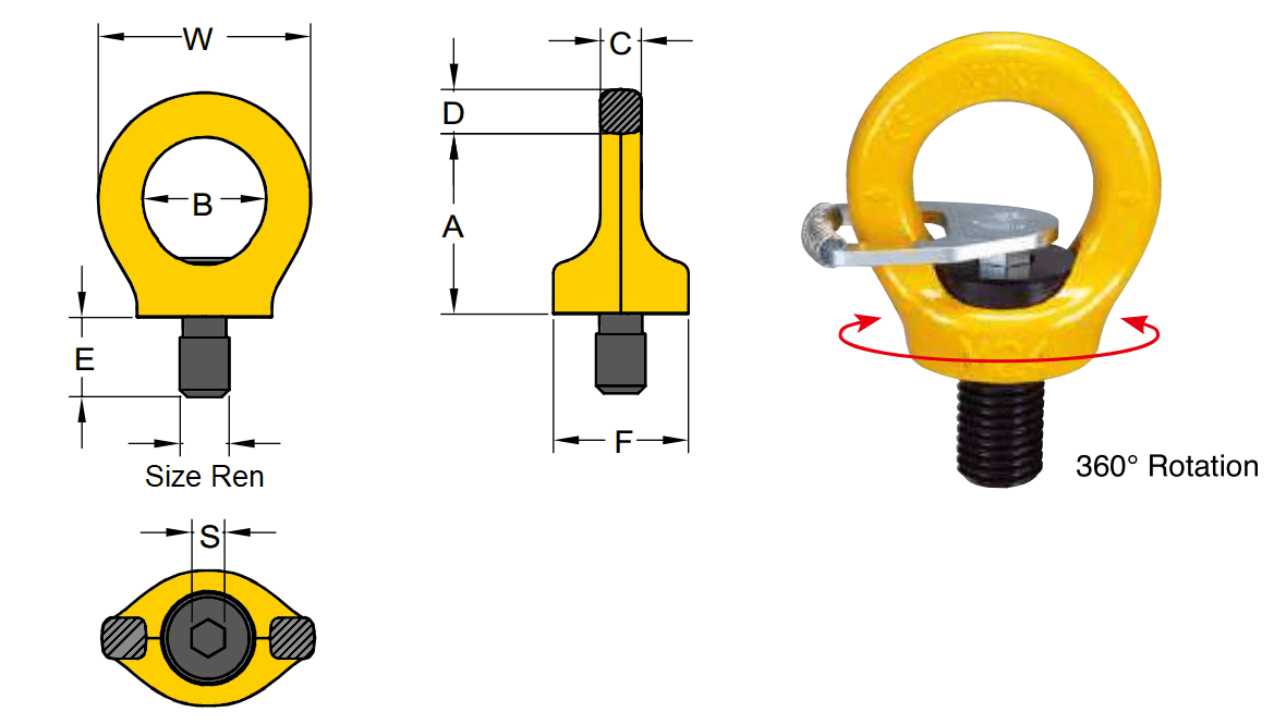 Bản vẽ kỹ thuật Tai Cẩu (Lifting Key Eye Point) 8-291K-003, M8, 0.3 Tấn, Yoke Đài Loan