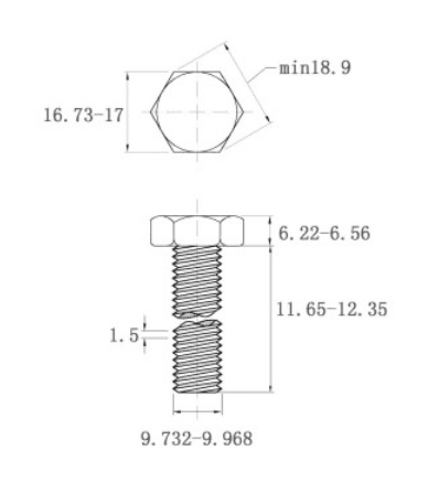 Bản vẽ kỹ thuật Bulong Thép Đen 8.8 DIN933 M10x12