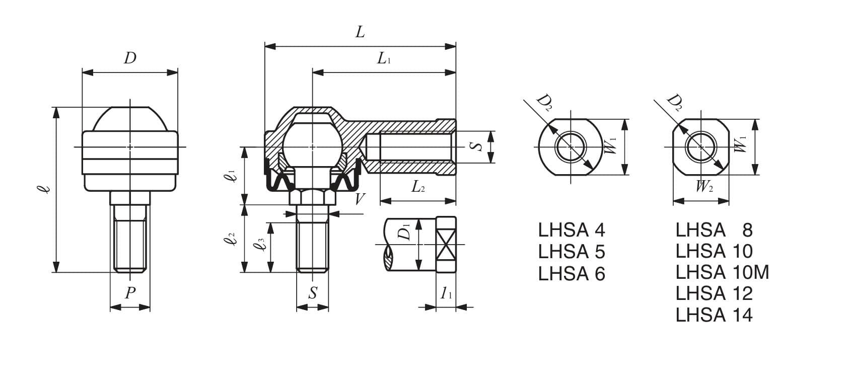 Bản vẽ kỹ thuật Vòng Bi Mắt Trâu 2 Ren Trong Và Ngoài M6x1 IKO LHSA 6