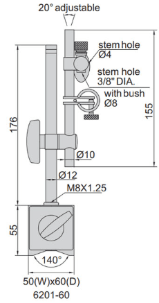 Bản vẽ kỹ thuật Đế Từ 60kgf INSIZE 6201-60