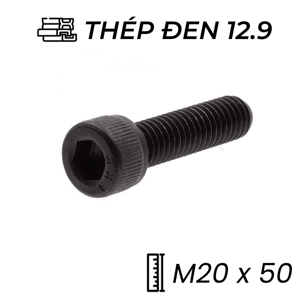 Lục Giác Chìm Đầu Trụ Thép Đen 12.9 DIN912 M20x50
