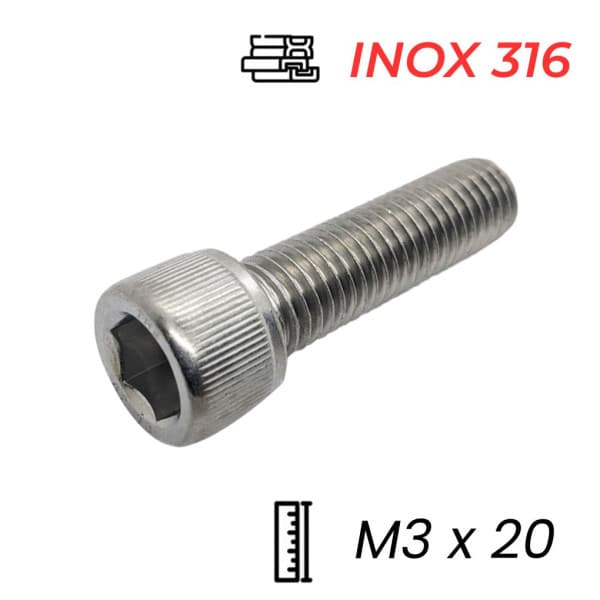 Lục Giác Chìm Đầu Trụ Inox 316 DIN912 M3x20