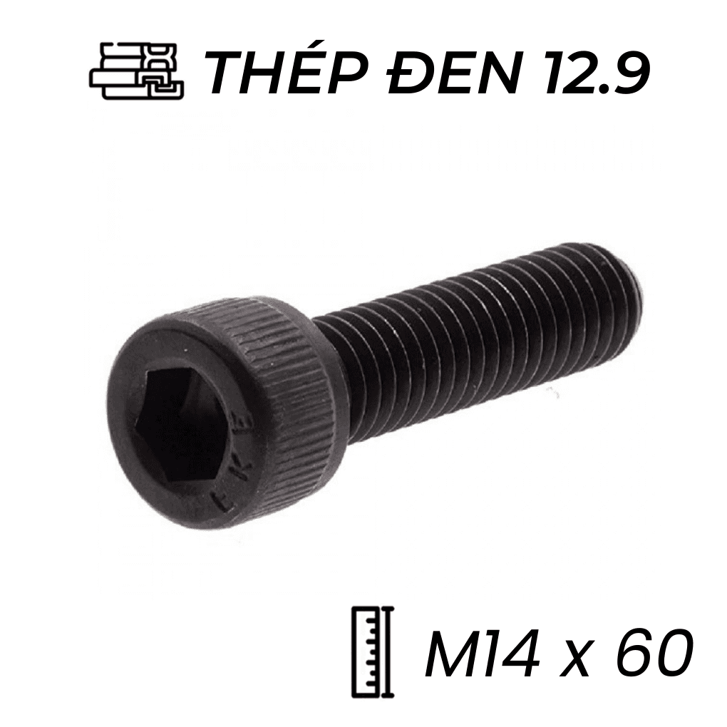 Lục Giác Chìm Đầu Trụ Thép Đen 12.9 DIN912 M14x60