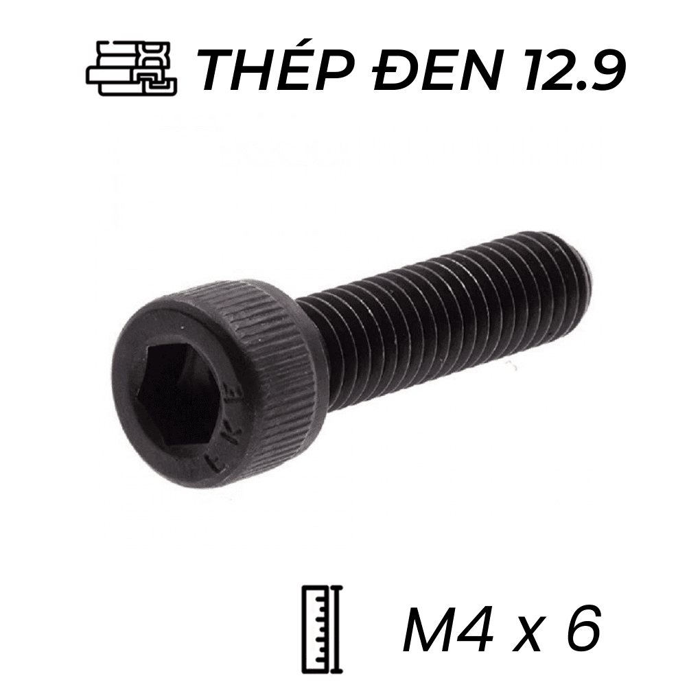 Lục Giác Chìm Đầu Trụ Thép Đen 12.9 DIN912 M4x6
