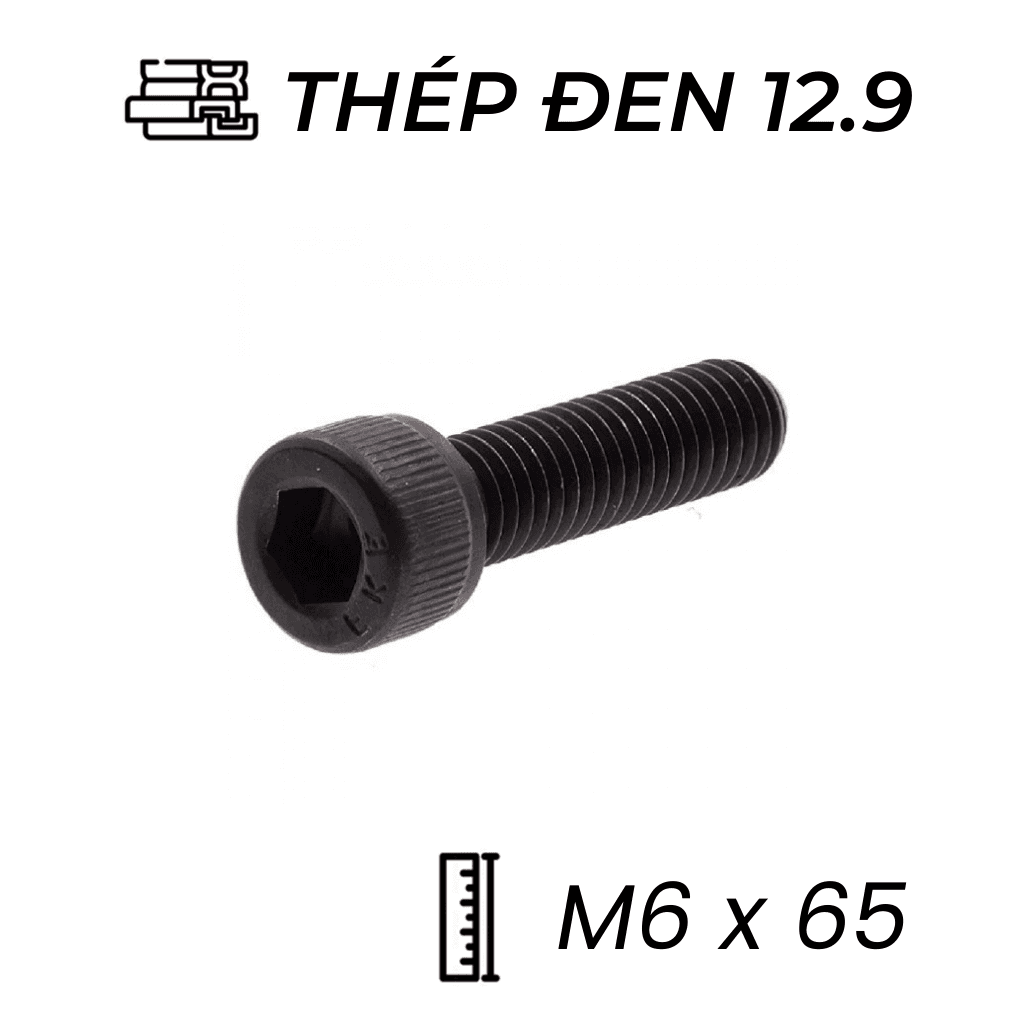 Lục Giác Chìm Đầu Trụ Thép Đen 12.9 DIN912 M6x65