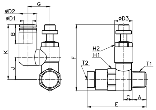 Bản vẽ kỹ thuật Van Tiết Lưu Khí Nén Ø10 (R1/2-R1/4) CDC PVSC 1004