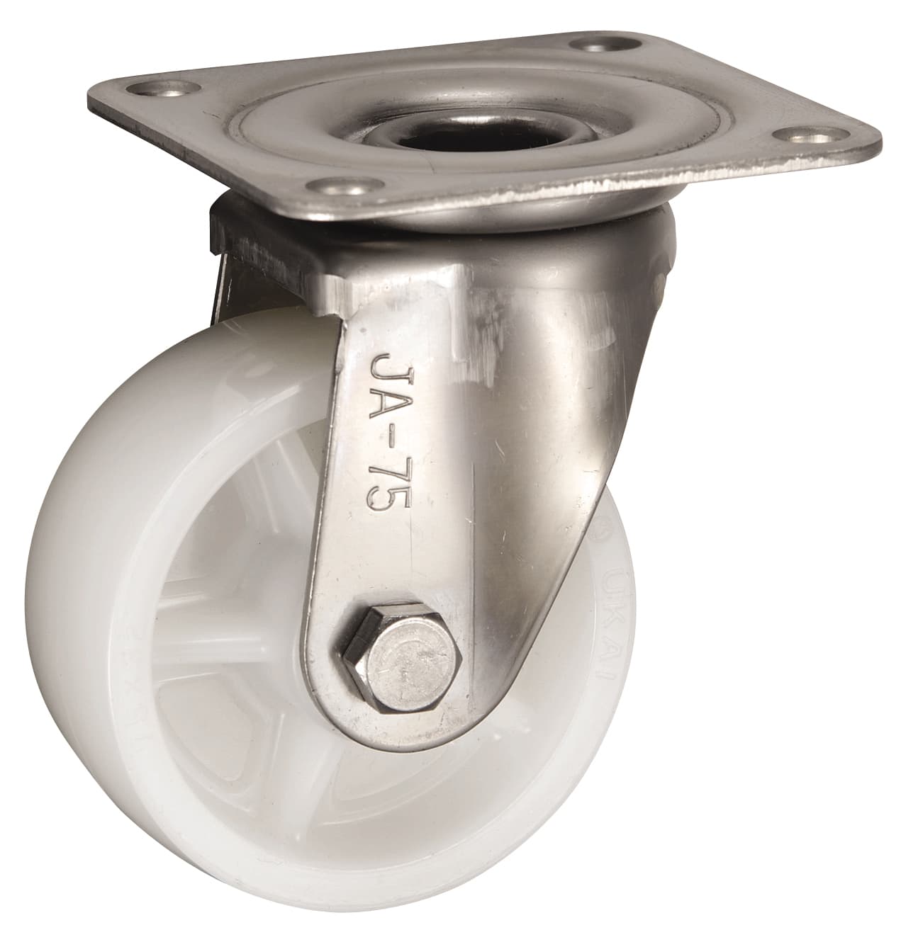 Bánh Xe Nylon Càng Inox Xoay Không Phanh D75 UKAI PBJA-75