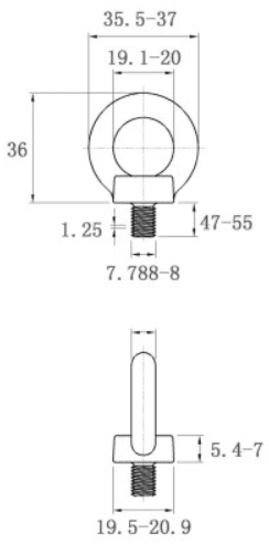 Bản vẽ kỹ thuật Bulong Vòng Thép Mạ Kẽm DIN580 M8x50