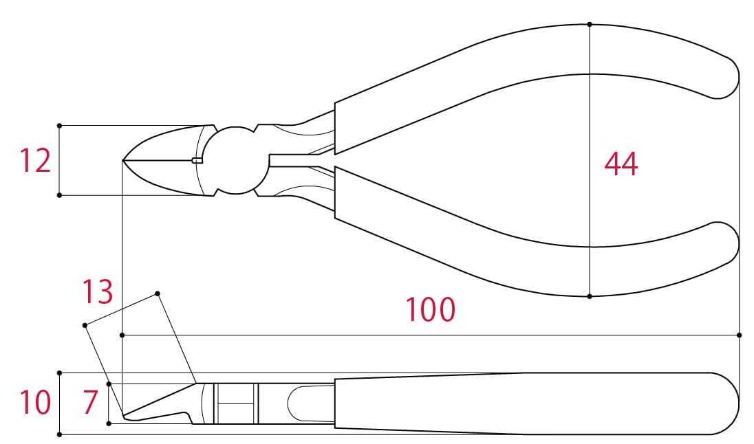 Bản vẽ kỹ thuật Kìm Cắt Nhựa 102mm Tsunoda PN-100