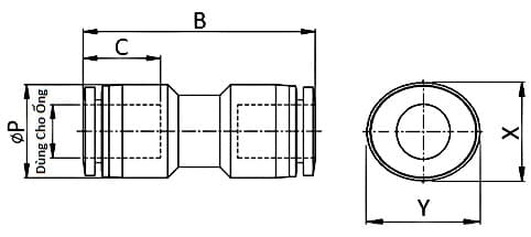 Bản vẽ kỹ thuật Đầu Nối Khí Thẳng SANG-A GPUC06