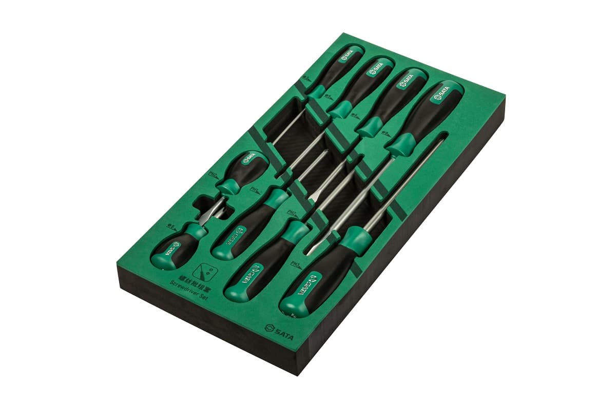 Bộ Tuốc Nơ Vít Đầu Dẹp-Bake 9 Chi Tiết Sata 09913A