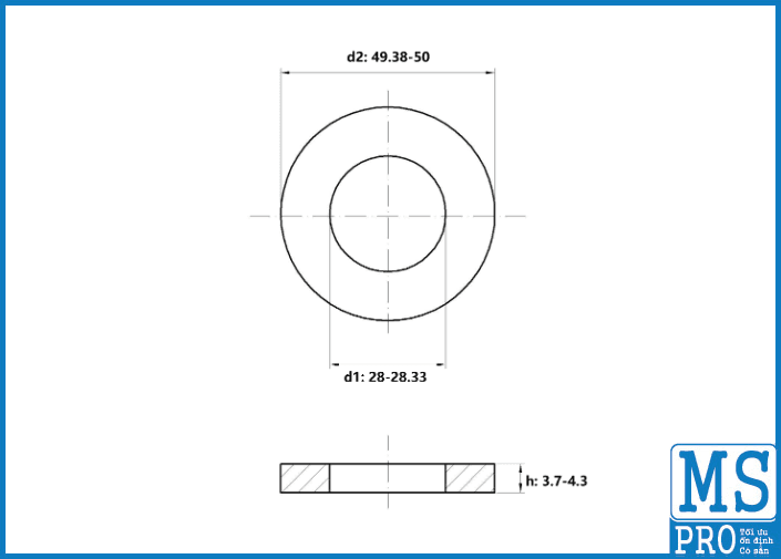 Bản vẽ kỹ thuật Lông Đền Phẳng Thép Đen DIN125 M27