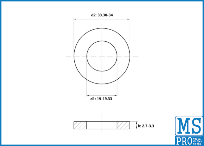 Bản vẽ kỹ thuật Lông Đền Phẳng Inox 304 DIN125 M18
