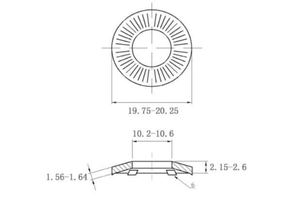 Bản vẽ kỹ thuật Lông Đền Tiếp Xúc Thép Mạ Kẽm SN70093 M10