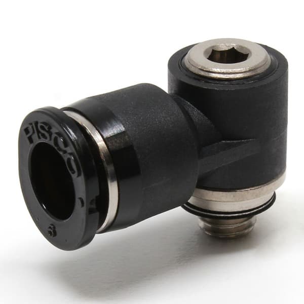 Đầu Nối Nhanh Khí Nén Dạng Cong 90° Đầu Lục Giác Chìm Ren Ngoài Pisco POL6-M5M
