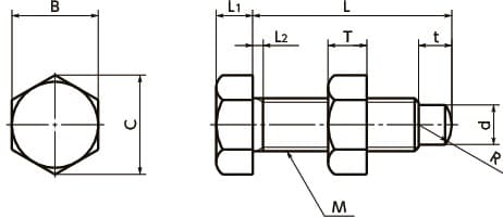Bản vẽ kỹ thuật Bulong Dừng Kèm Tán Mạ Đen Đuôi Bầu M10x40 NBK Dòng SSB A