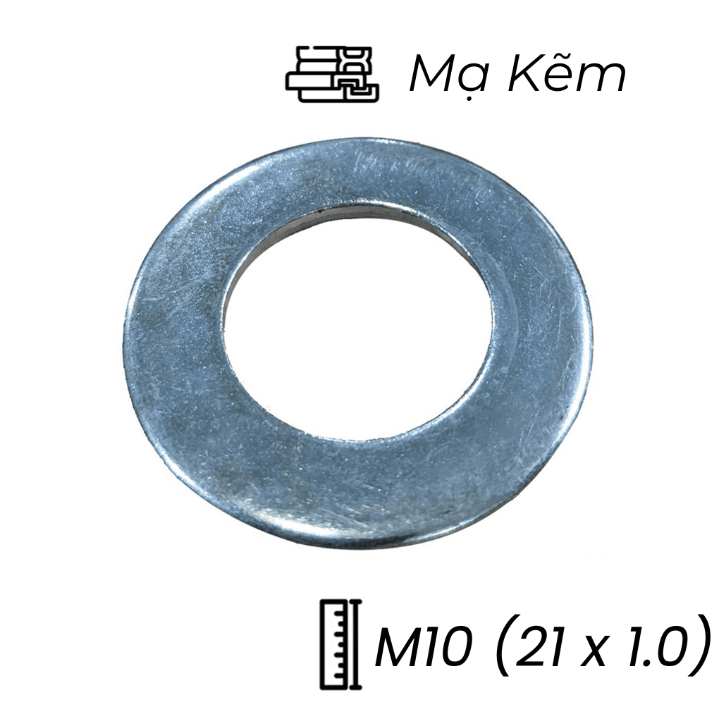 Lông Đền Phẳng Thép Mạ Kẽm M10 (21x1.0)