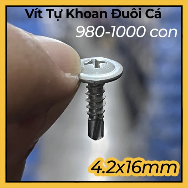 Vít Đuôi Cá Đầu Dù Thép Mạ Kẽm MS-PRO 4.2x16mm (1000 Cái)