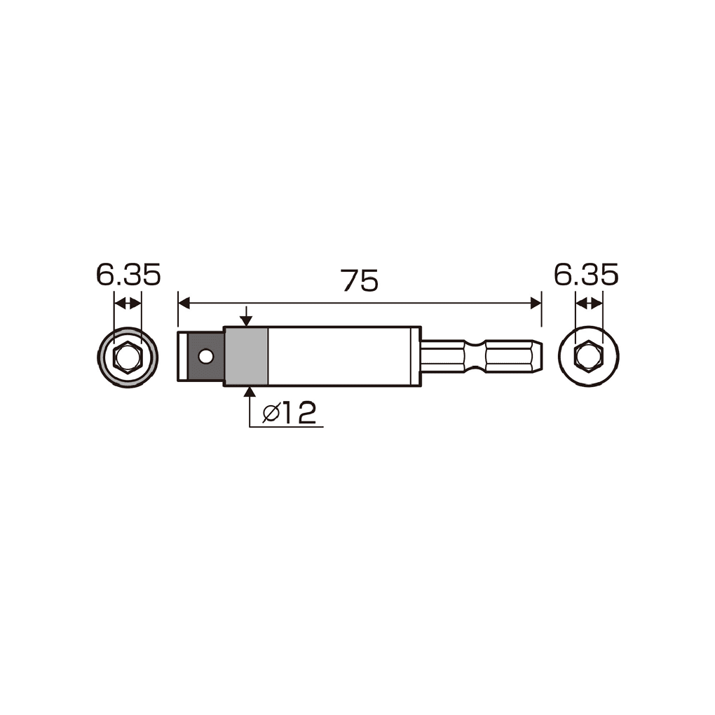 Bản vẽ kỹ thuật Đầu Chuyển Đổi Lực 1/4 inch Siết Anex ATA-M3