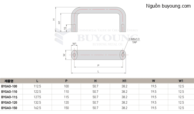 Bản vẽ kỹ thuật Tay nắm cửa ovan Buyoung 50.7x112.5 BYGAO-100