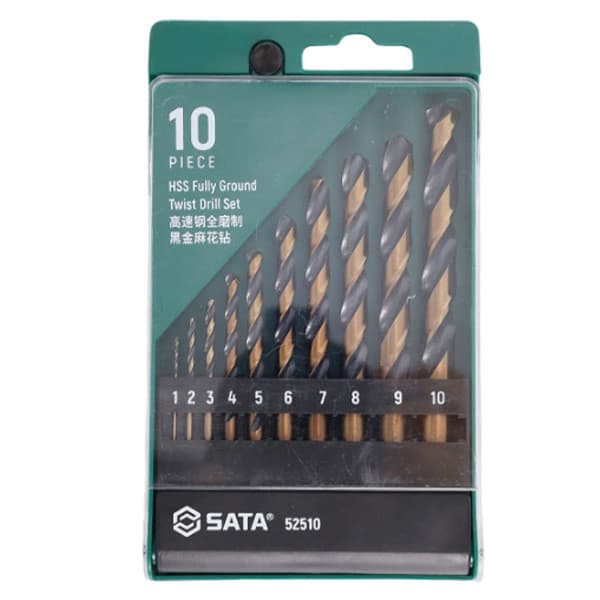 Bộ Mũi Khoan Xoắn Coban Vàng Đen 10 Chi Tết SATA 52510