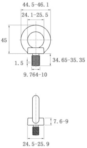 Bản vẽ kỹ thuật Bulong Vòng Thép Mạ Kẽm DIN580 M10x35