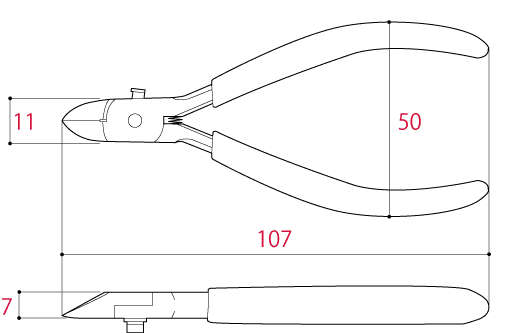 Bản vẽ kỹ thuật Kìm Cắt Mini 107mm Tsunoda MNK-100