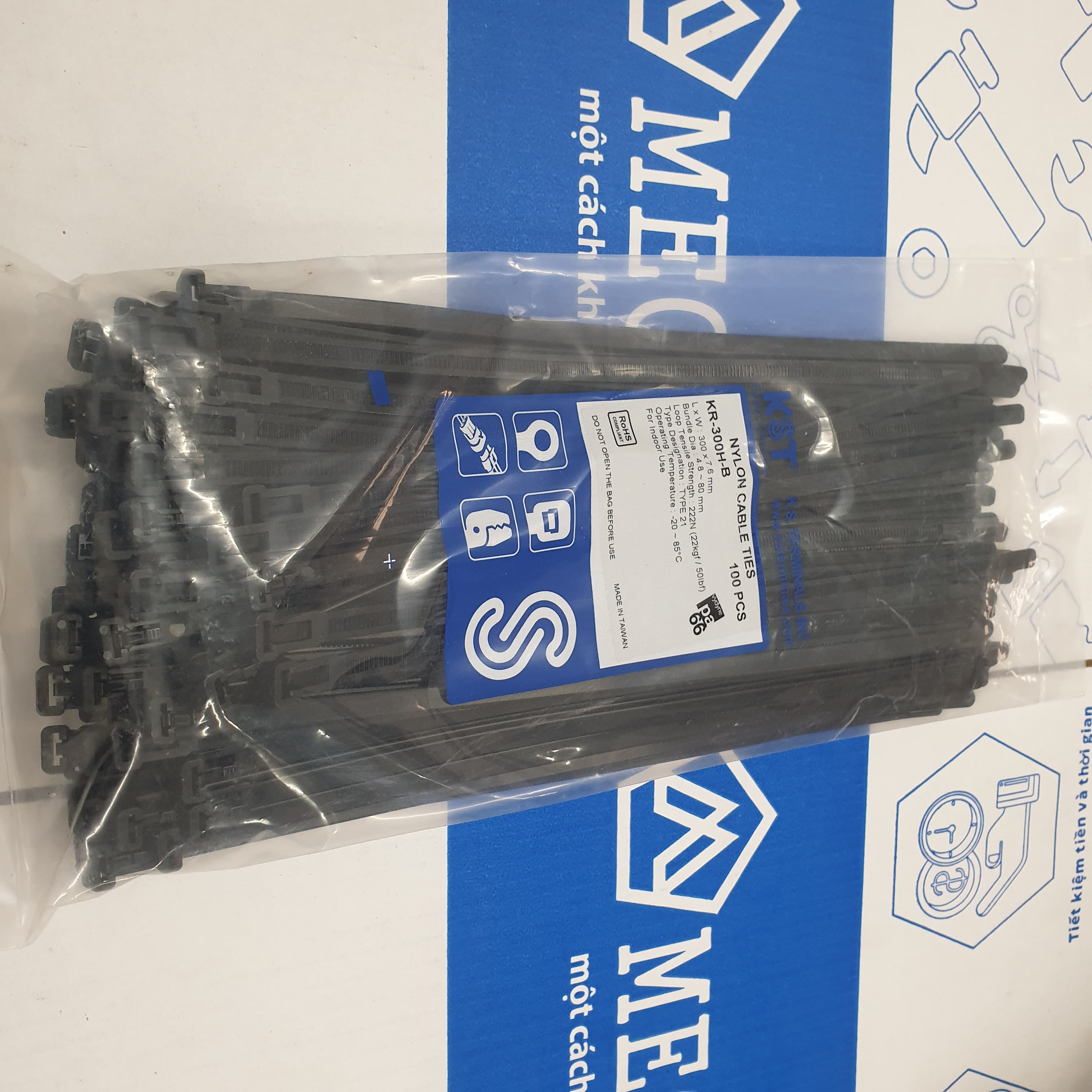 Dây Rút Nhựa Tháo Được Màu Đen KST 300 x 7.6 mm KR-300H