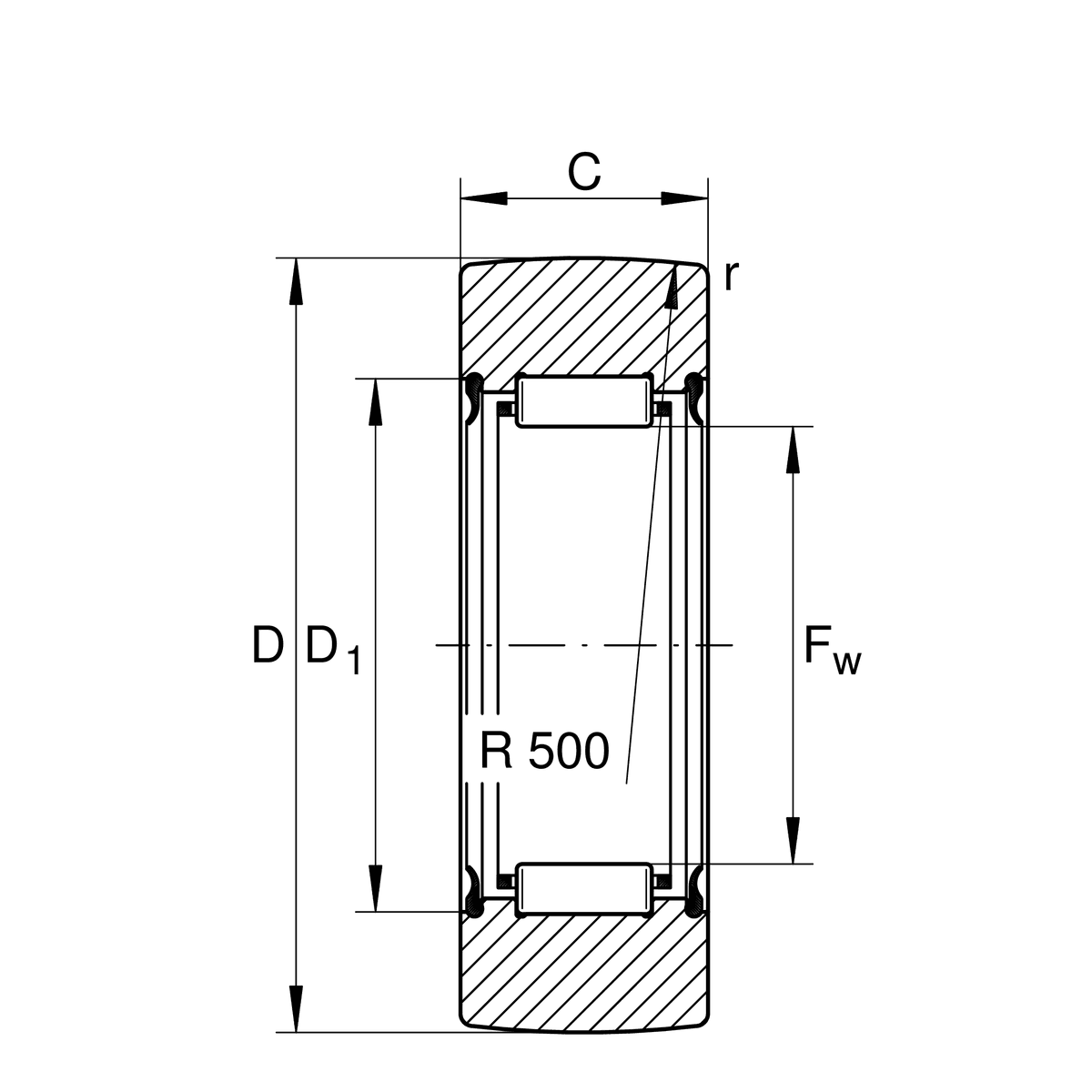Bản vẽ kỹ thuật Con Lăn Dẫn Hướng 10x19x11.8mm INA RNA22/6-2RSR