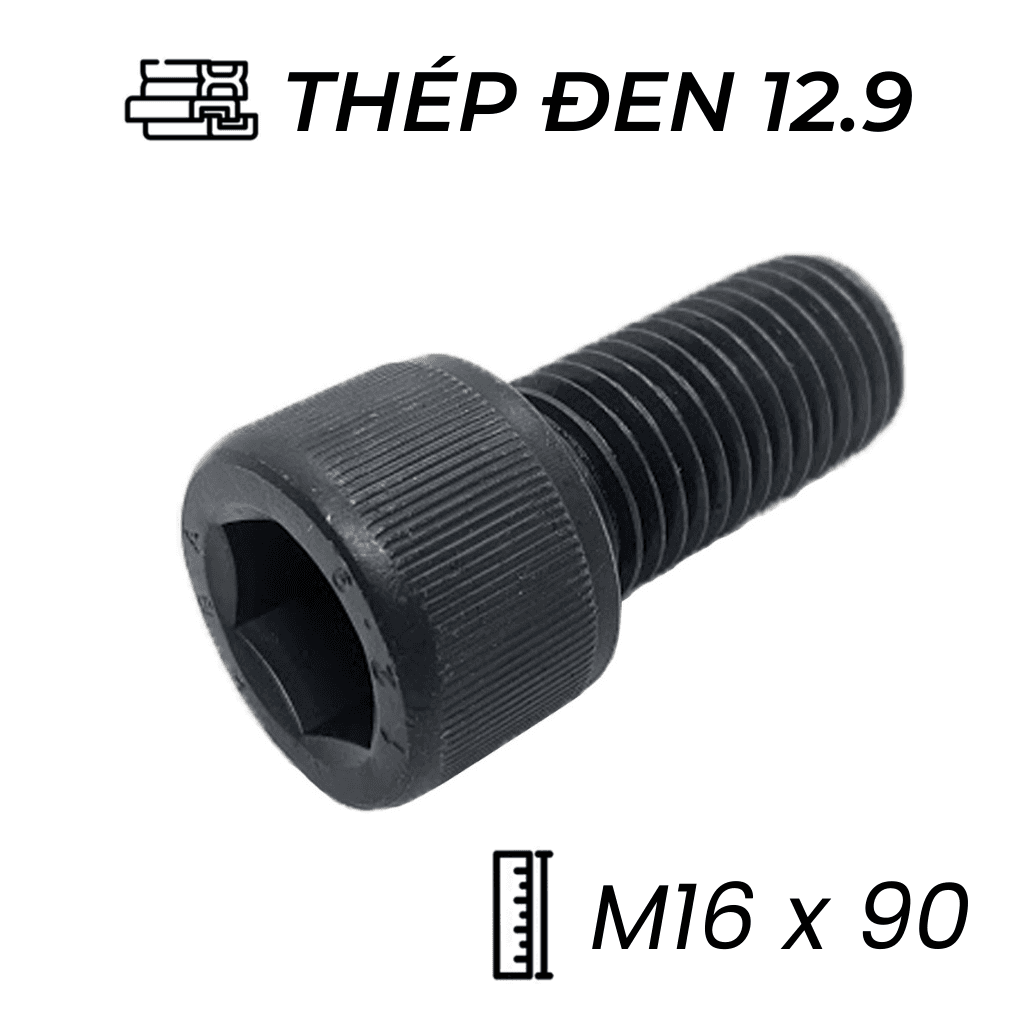 Lục Giác Chìm Đầu Trụ Thép Đen 12.9 DIN912 M16x90