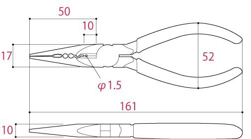 Bản vẽ kỹ thuật Kìm Mỏ Nhọn Đa Năng Có Lò Xo 161mm Tsunoda KRP-150S
