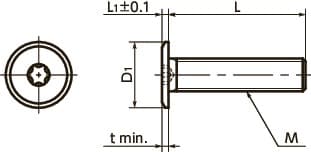 Bản vẽ kỹ thuật Bulong Hoa Thị Đầu Cực Mỏng Inox 304 M2x6 NBK Dòng SETS