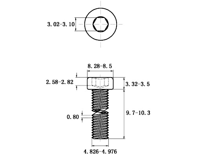 Bản vẽ kỹ thuật Lục Giác Trụ Đầu Thấp Inox 304 DIN7984 M5x10