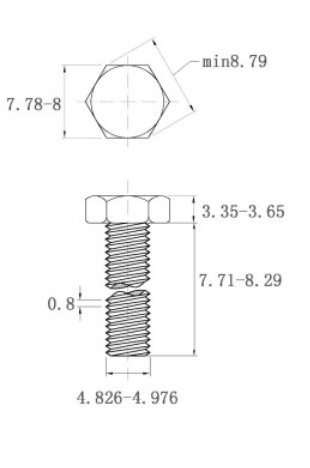 Bản vẽ kỹ thuật Bulong Inox 304 DIN933 M5x8