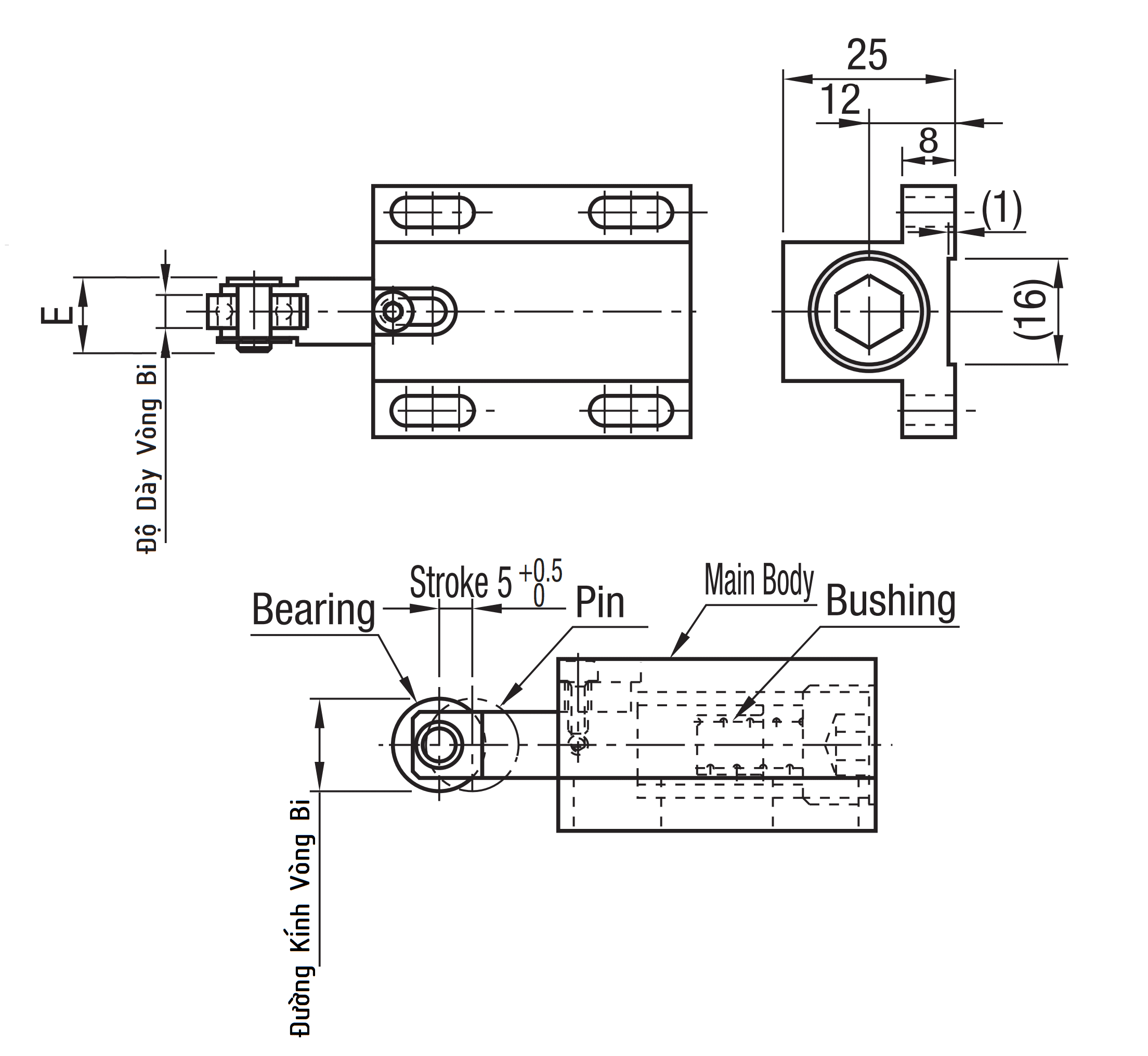Bản vẽ kỹ thuật Roller Plungers Vertical Mount Light Load SBPJ-1