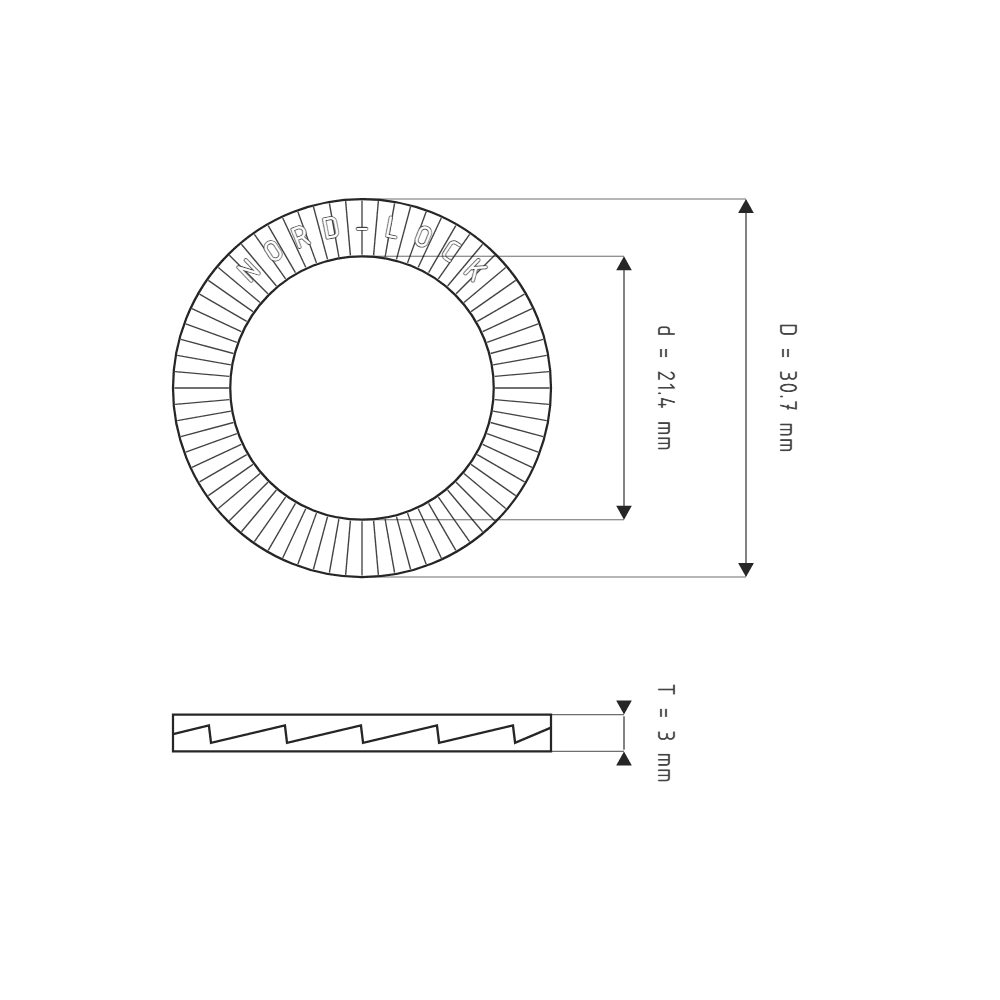 Bản vẽ kỹ thuật Lông Đền Nord-Lock Inox 316 M20