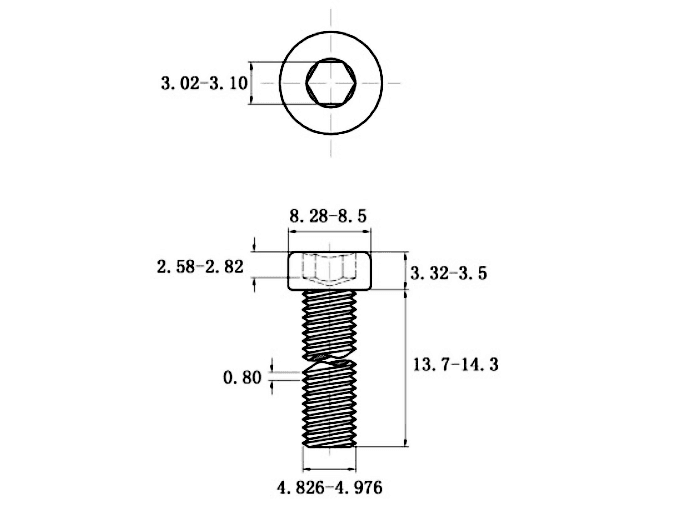 Bản vẽ kỹ thuật Lục Giác Trụ Đầu Thấp Inox 304 DIN7984 M5x14