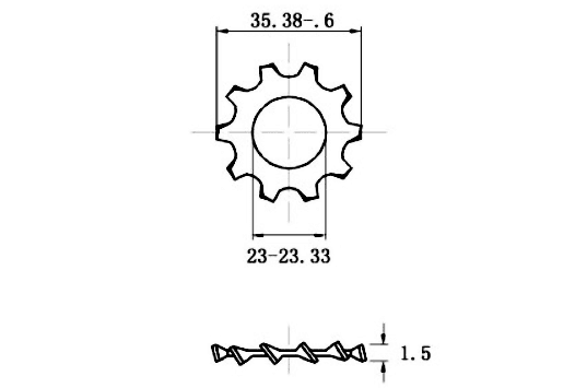 Bản vẽ kỹ thuật Lông Đền Răng Ngoài Loại A Inox 304 DIN6797A M22