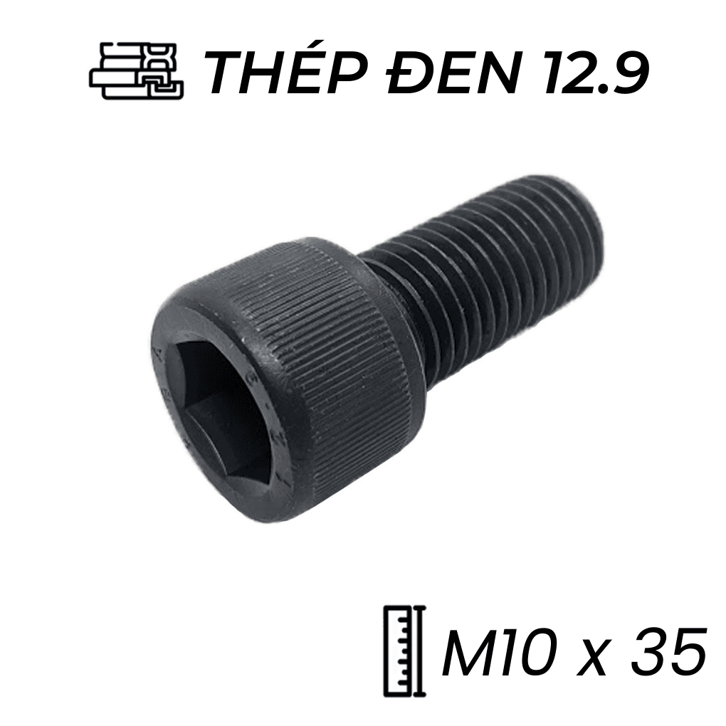 Lục Giác Chìm Đầu Trụ Thép Đen 12.9 DIN912 M10x35