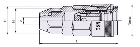 Bản vẽ kỹ thuật Khớp Nối Nhanh Bi Cái - Siết Tán NKC NL-330SAN Dây Ø8xØ12
