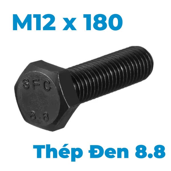 Bulong Thép Đen 8.8 DIN933 M12x180
