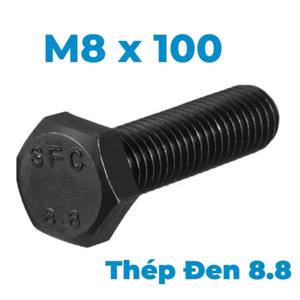 Bulong Thép Đen 8.8 DIN933 M8x100