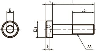 Bản vẽ kỹ thuật Lục Giác Chìm Trụ Đầu Mỏng Inox 304 M3x10 NBK Dòng SLHS