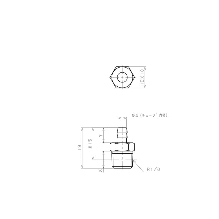 Bản vẽ kỹ thuật Đầu Ngạnh Nối Ống Dạng Thẳng Thân Lục Giác Ren Ngoài Pisco LC-0640-01